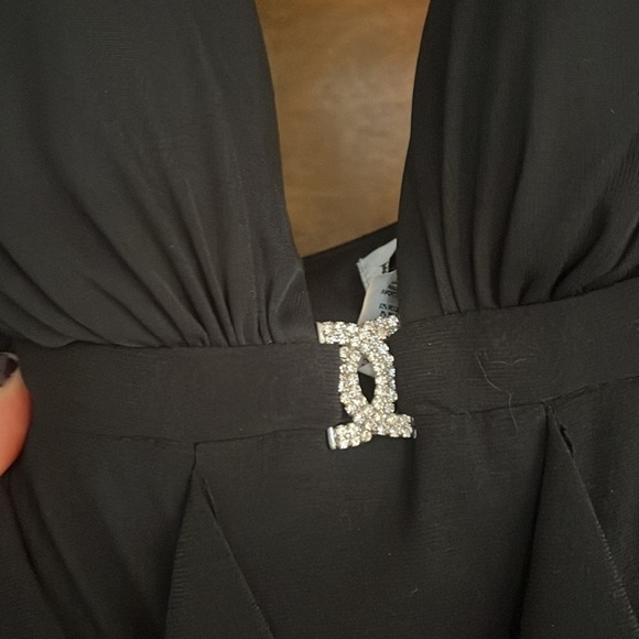 BETSY & ADAM Solid Black Halter Ruffled Detail Formal Dress, Size 4, NWT. - Picture 4 of 14